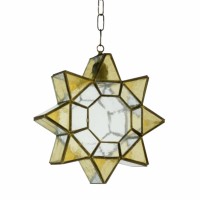 Distribuidor - Lâmpadas Diversas | Colgantes Rustica | COLGANTE ESTRELLA 1XE27 AMBARINA CUERO/AMBAR REGX21X31 CM Ref: 2.960-AMBAR